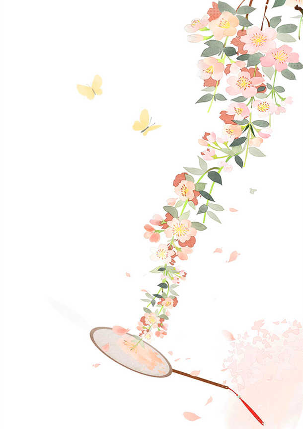 手绘中国风花朵PNG透明背景素材，卡通手绘图片高清下载
