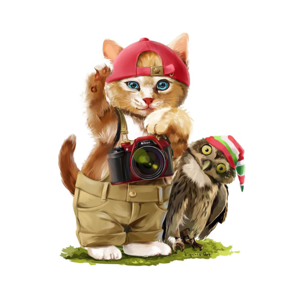 卡通猫咪PNG透明图，时尚个性设计素材，动植物元素丰富，高清下载