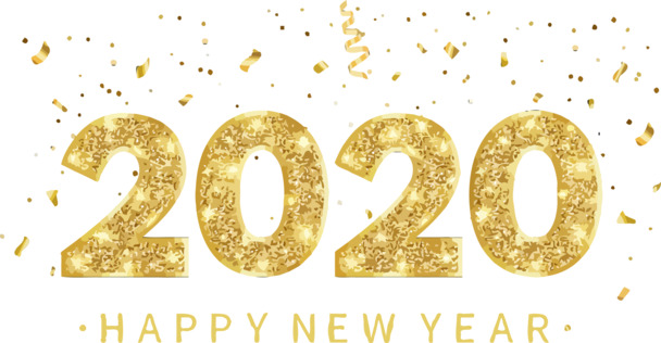 2020新年金色高清PNG透明图片，元旦春节元宵节日素材下载