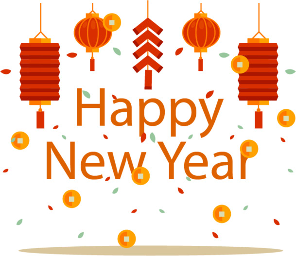 新年贺卡设计素材，高清灯笼鞭炮PNG透明图，元旦春节元宵节日元素，AI格式下载