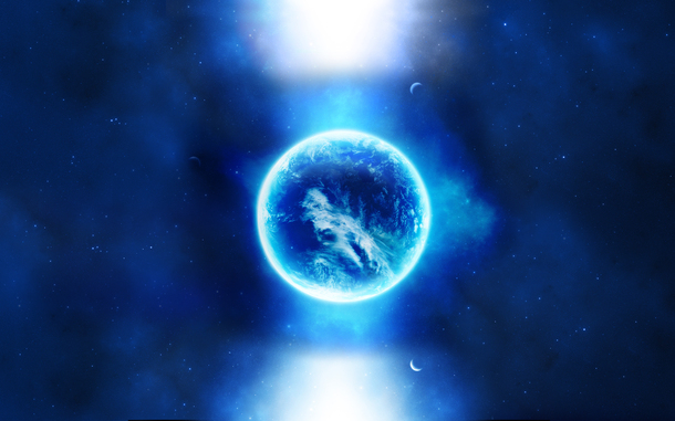蓝色宇宙地球抽象梦幻PNG透明背景图片素材，高清下载