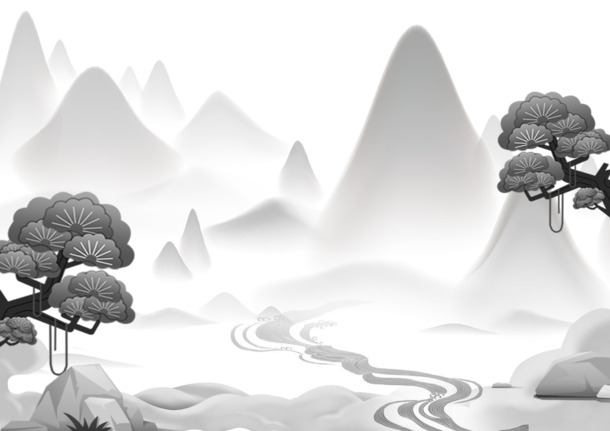 中国风水墨风景PNG透明背景图，高清场景元素，设计素材下载