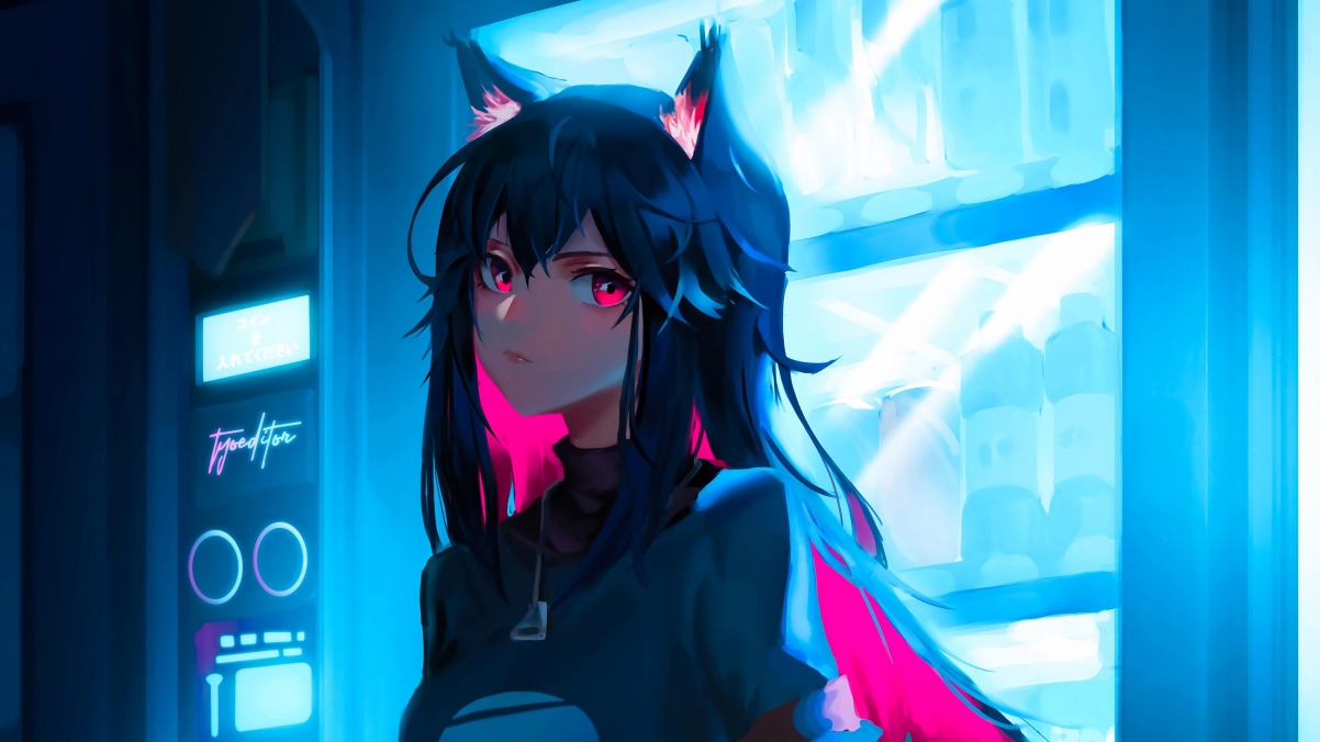 动漫女孩惊艳登场，红眸狐耳，4K超清壁纸，3840x2160分辨率畅享下载！