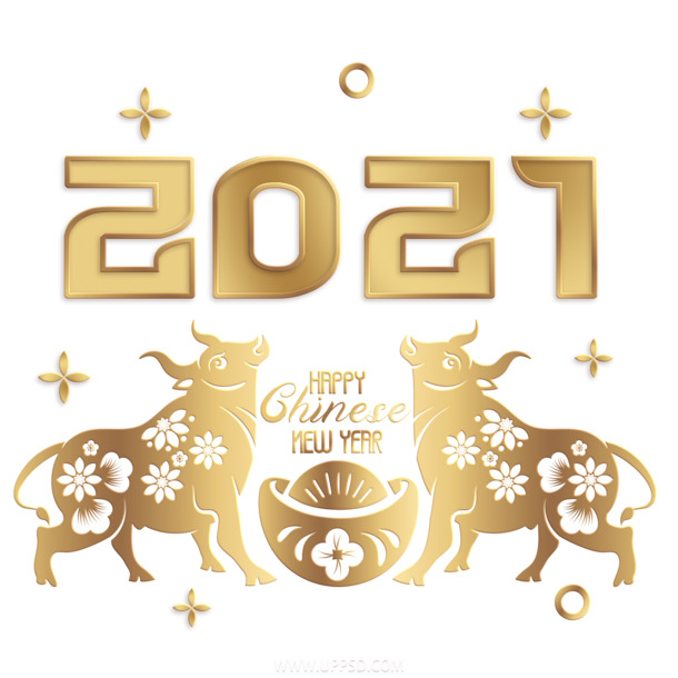 2021牛年字体PNG高清透明素材，免扣元素，创意图片设计下载
