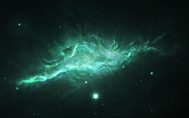 神秘绿宇星空，高清PNG透明背景抽象梦幻图片素材下载