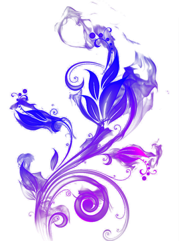 炫酷水墨花PNG透明图，高清装饰花纹，设计素材下载