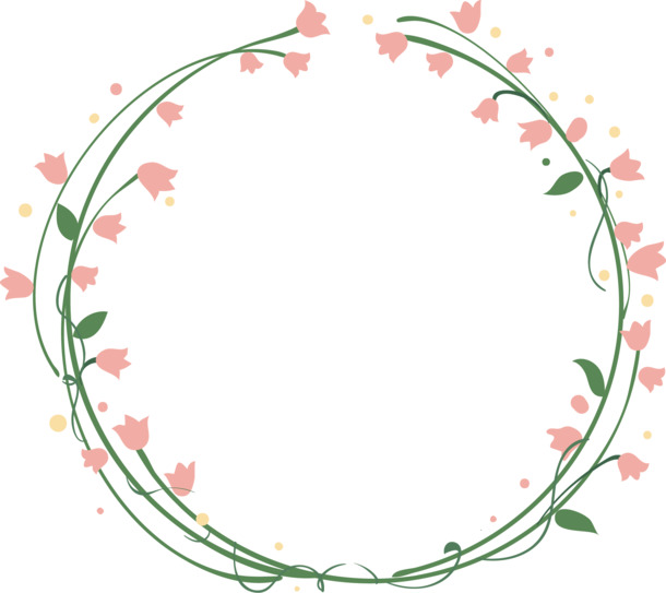 淡粉色碎花透明PNG花环，高清装饰花纹图片素材下载