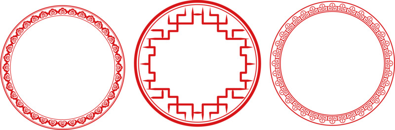 红色中国风复古边框PNG透明图，AI格式高清设计素材下载