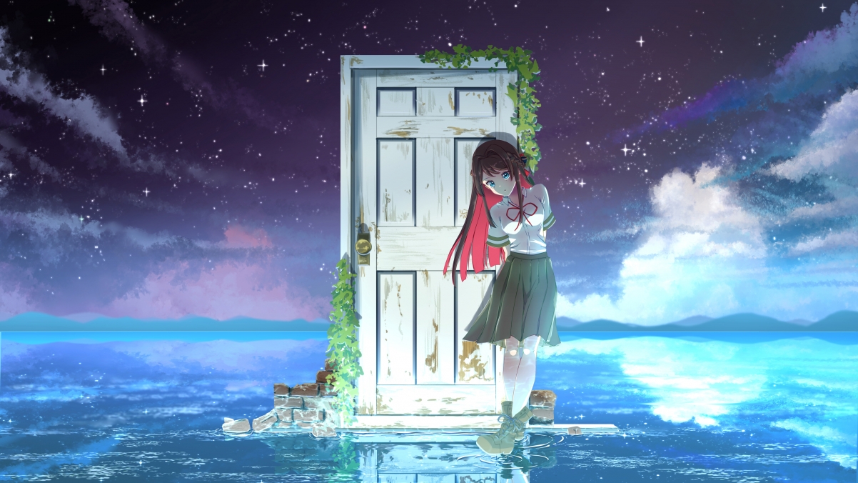 铃芽之旅，唯美星空下的少女岩户铃芽，高清4K动漫壁纸，门之秘境尽在眼前