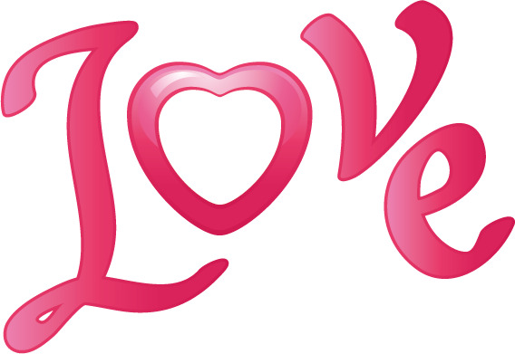 喜庆红色Love字体PNG透明图，情人节节日元素设计素材下载