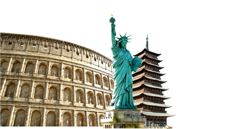 妇女节节日元素，外国旅游建筑高清PNG透明图及PSD设计素材下载