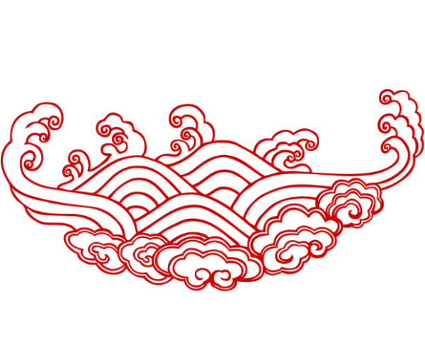 中国风红色波浪祥云PNG透明彩带图片素材，高清漂浮元素设计下载