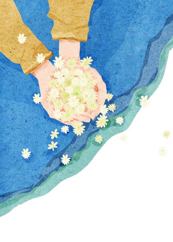 小女孩捧花PNG透明图片，高清植物装饰元素，设计素材免费下载