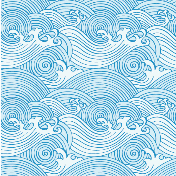 中国风古典海浪花纹矢量PNG透明图，高清装饰元素，设计素材免费下载