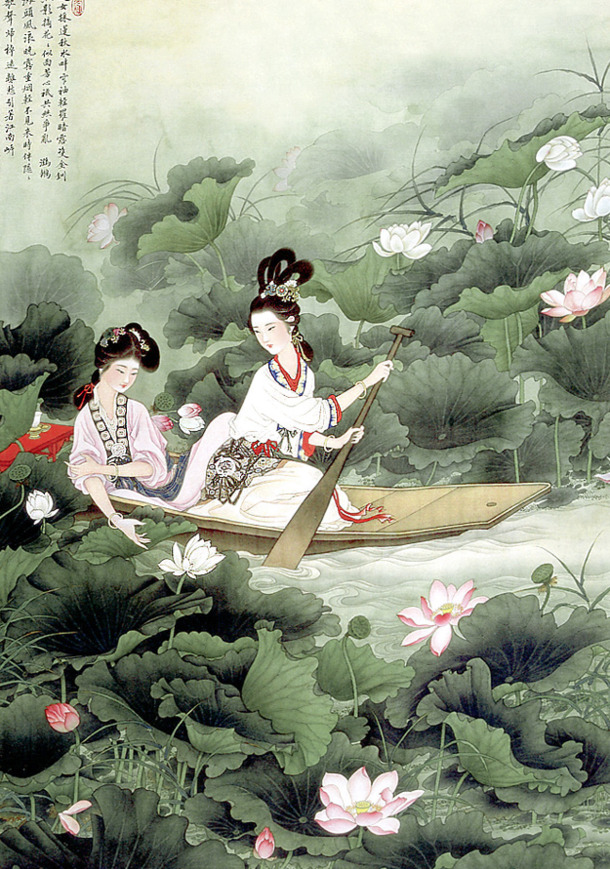 工笔人物画PNG透明装饰元素，高清墨迹笔触，设计素材下载