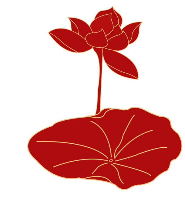 荷花节庆请柬，红金华丽素材，高清PNG/AI格式，透明图片节日元素下载