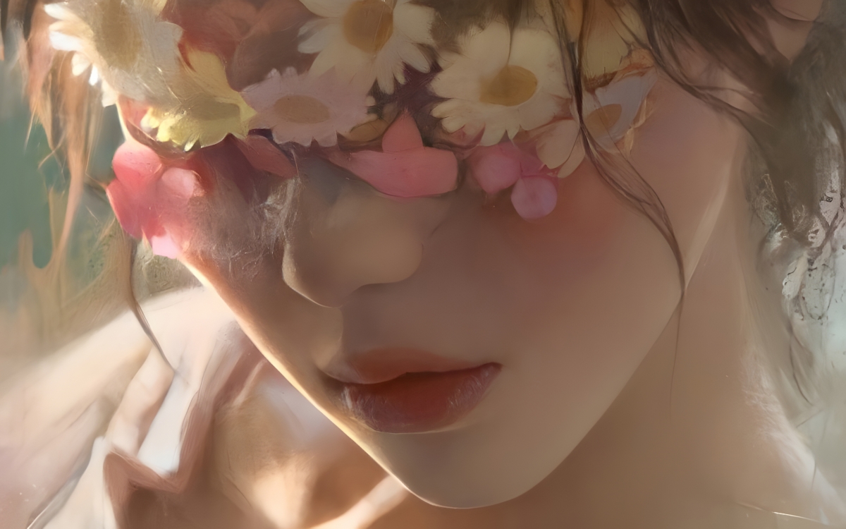 女孩容颜如花，唯美动漫绘画，高清4K壁纸下载（4000x2500）