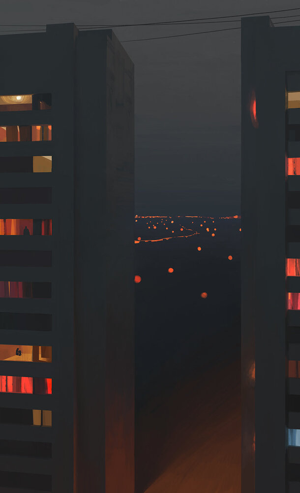 城市小区楼房涂鸦插画，高清PNG透明背景H5设计素材，免费下载