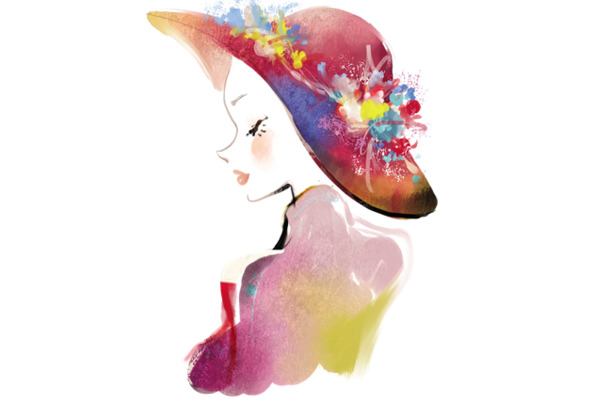 妇女节彩绘女孩PNG透明图，节日元素与高清素材下载