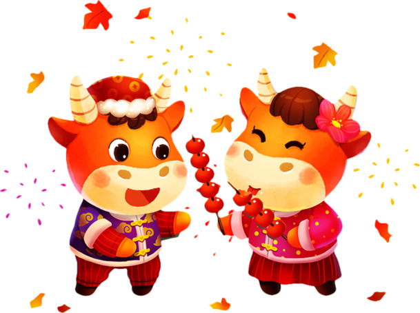 牛年春节卡通元素，糖葫芦PNG透明图片，节日素材免费下载