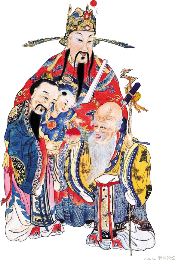 福禄寿三星报喜PNG透明图，节日元素大放送，元旦春节元宵素材下载