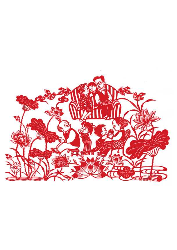 剪纸PNG透明图，元旦春节元宵节日素材，高清下载