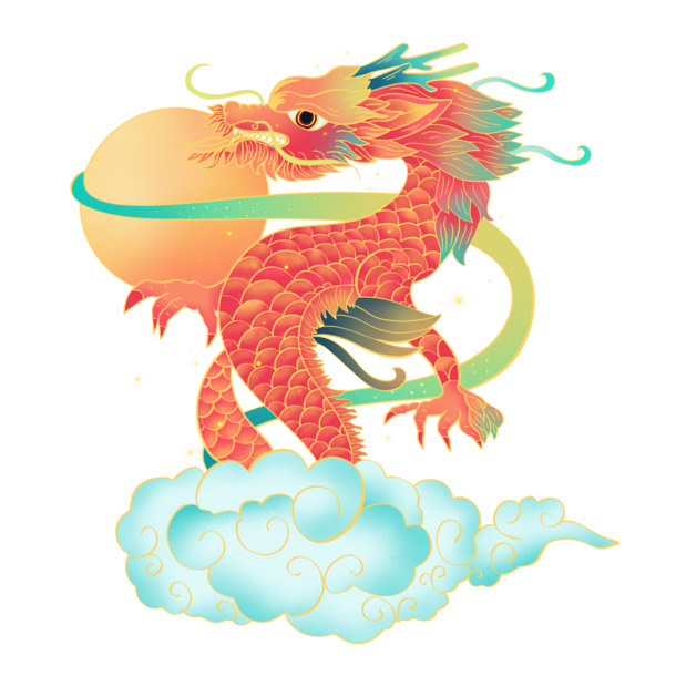 中国古典神龙PNG透明图片，高清动植物元素，动物设计素材下载