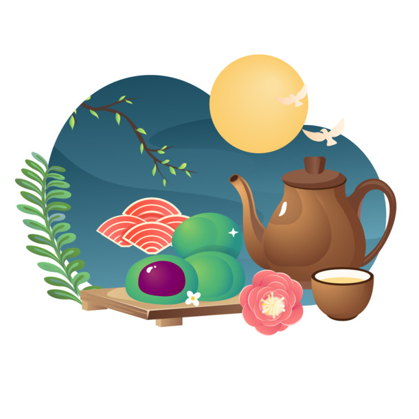 国潮青团美食PNG透明图，中国风装饰元素，高清设计素材下载