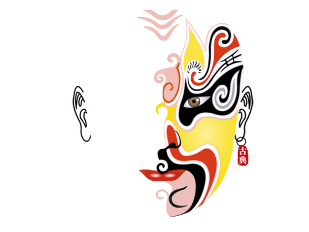 中国风古代脸谱PNG透明图，高清装饰元素，设计素材下载