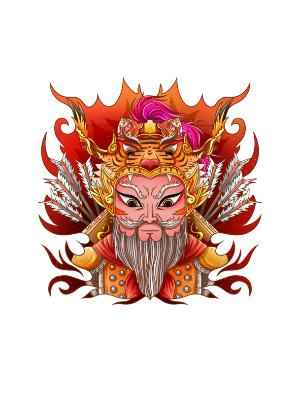 生肖虎迎新春，火焰虎高清PNG素材，PSD格式动植物元素动物设计下载