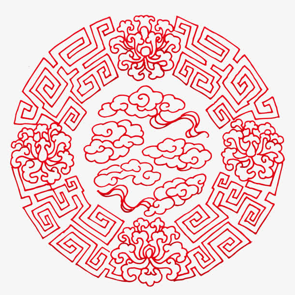 古典圆形祥云底纹，高清PNG透明素材，免抠装饰花纹图片设计下载