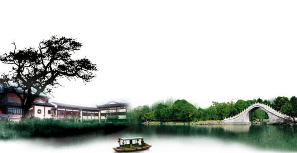 中国风西湖PNG透明图片，高清装饰元素，设计素材下载