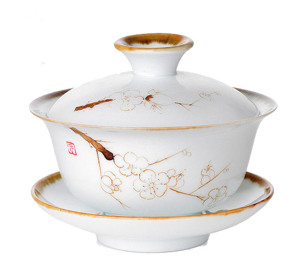 优质带盖瓷器茶碗PNG透明图片，生活装饰元素设计素材下载