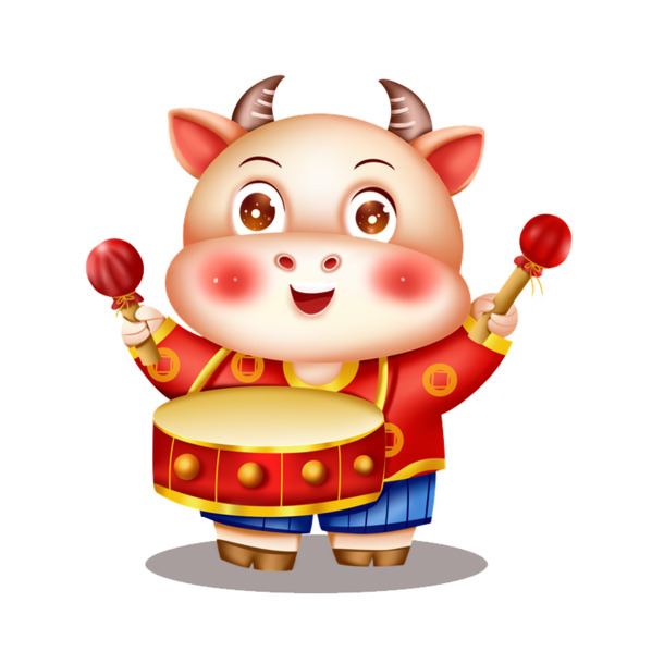 牛牛18高清PNG透明图片，可爱喜庆节日元素，元旦春节元宵PSD设计素材下载