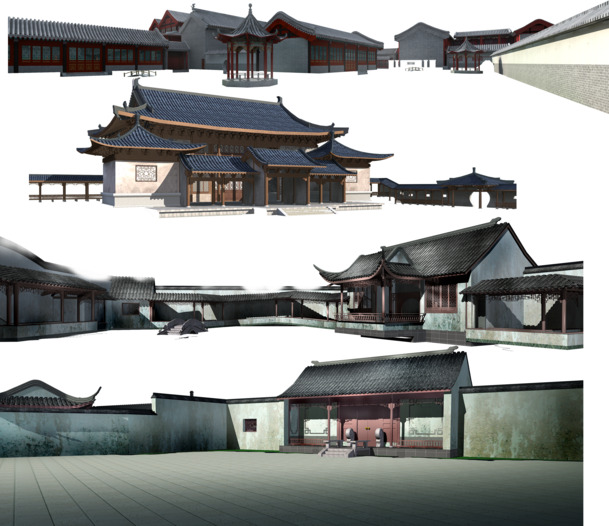中国风建筑高清PNG透明图片，PSD设计素材，装饰元素下载