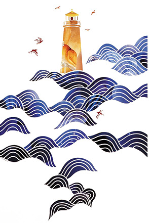 中国风装饰画海岛PNG透明图片，高清元素，设计素材免费下载