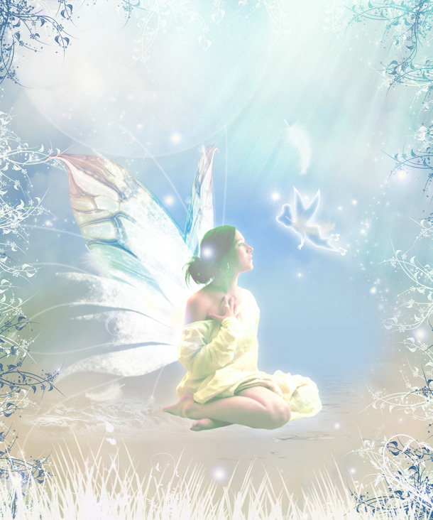 梦幻精灵女主题婚纱摄影PNG背景素材，抽象唯美，高清透明设计图下载