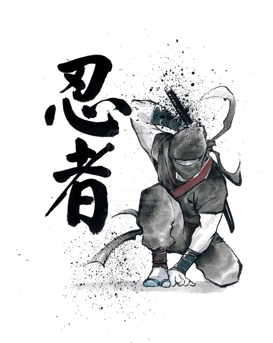 手绘忍者PNG透明图，高清装饰元素，笔触墨迹，设计素材下载