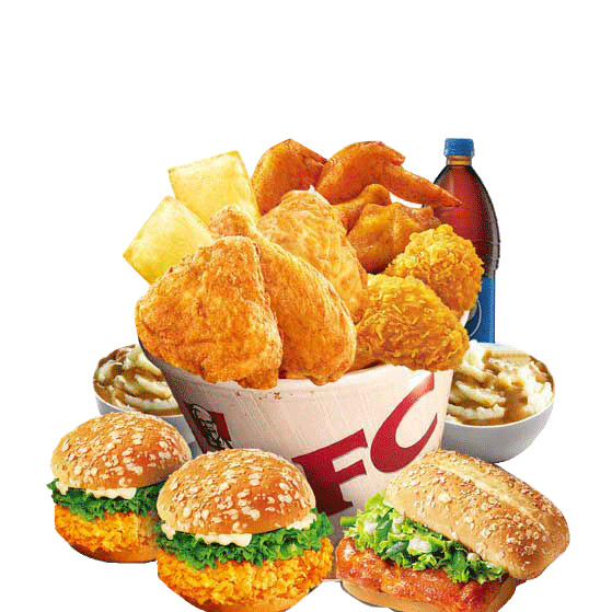 KFC全家桶PNG透明图，高清装饰元素，生活用品设计素材下载