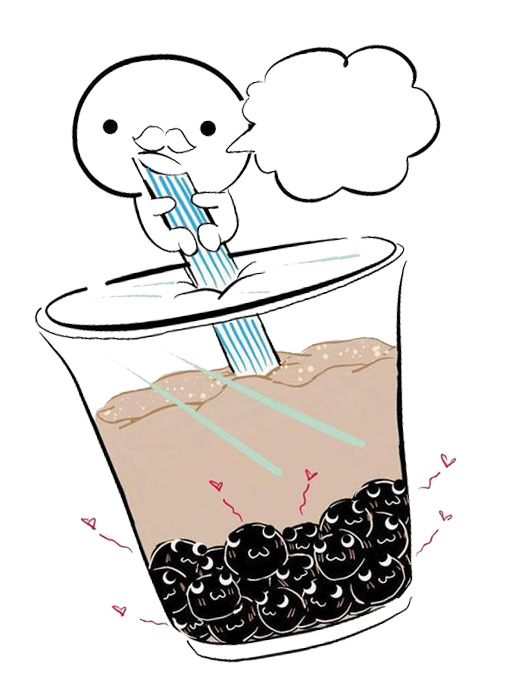 奶茶小人手绘PNG，高清透明，卡通元素设计素材下载