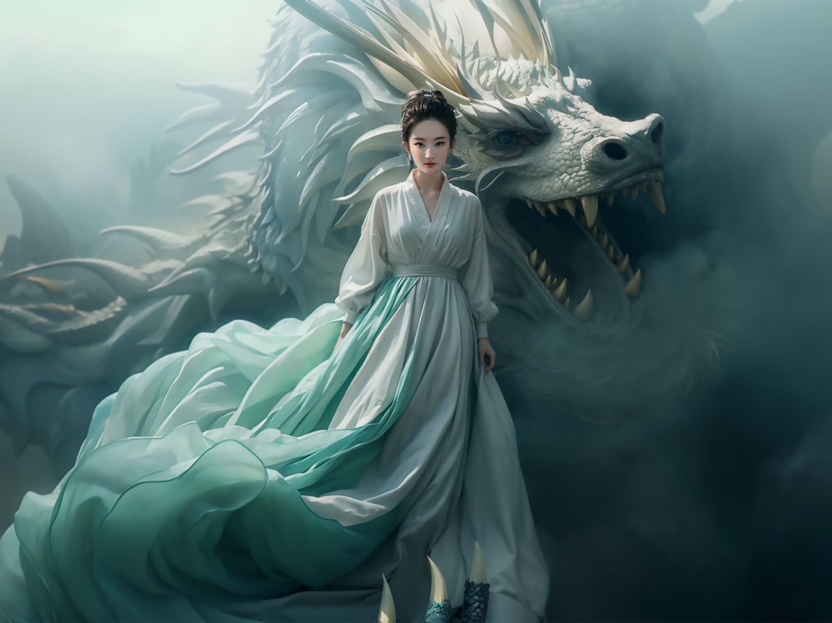 刘亦菲版小龙女，龙舞唯美，平板壁纸高清下载（2732x2048）