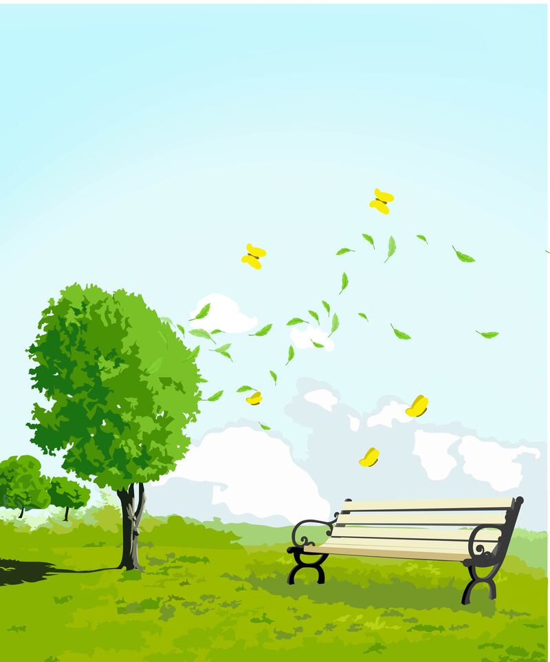 高清卡通风景蓝天背景矢量素材，JPG/AI格式，创意设计资源下载
