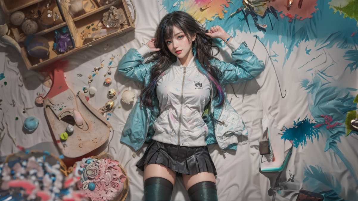 赛博色彩美女画作，精选4K动漫壁纸，高清3840x2160下载