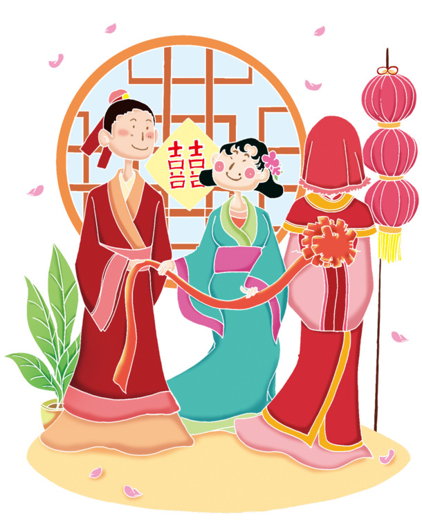 情人节高清PNG透明图片，拜堂夫妻素材，节日元素设计下载