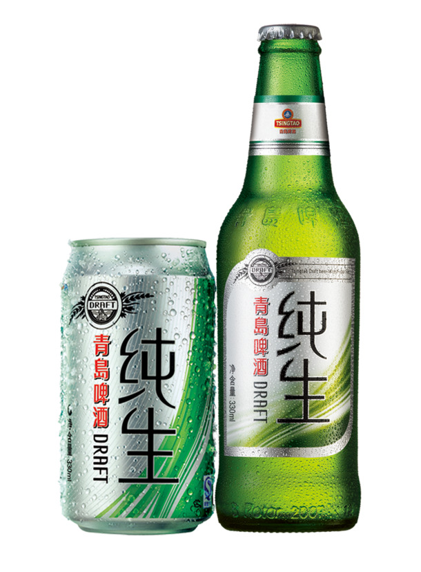 纯生啤酒灌装瓶装PNG透明图，高清装饰元素，免费下载