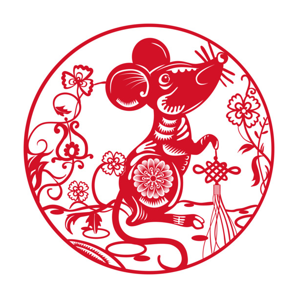 春节鼠年剪纸插画，高清PNG透明图，节日元素一网打尽，免费下载！