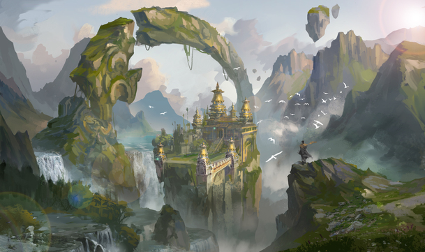 高清PNG环境渲染背景，高山合成效果，卡通手绘素材免费下载