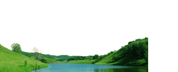 高清远景江边绿地PNG透明背景图片，风景摄影素材下载