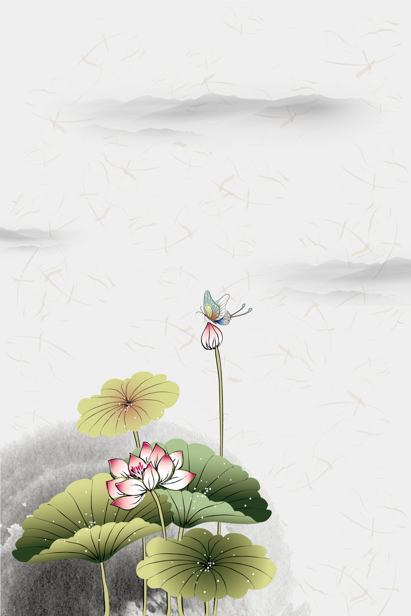 复古荷花底纹背景图，高清JPG，中国风设计素材下载