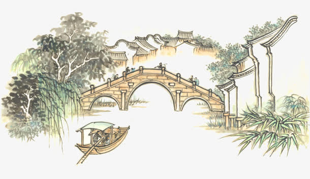 中国风古代风景PNG透明图片，高清装饰元素，设计素材免费下载